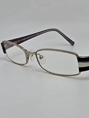 Prada VPR 51H 0BL-1O1 Silver Black on Crystal Purple Eyeglasses Frame Italy 50mm